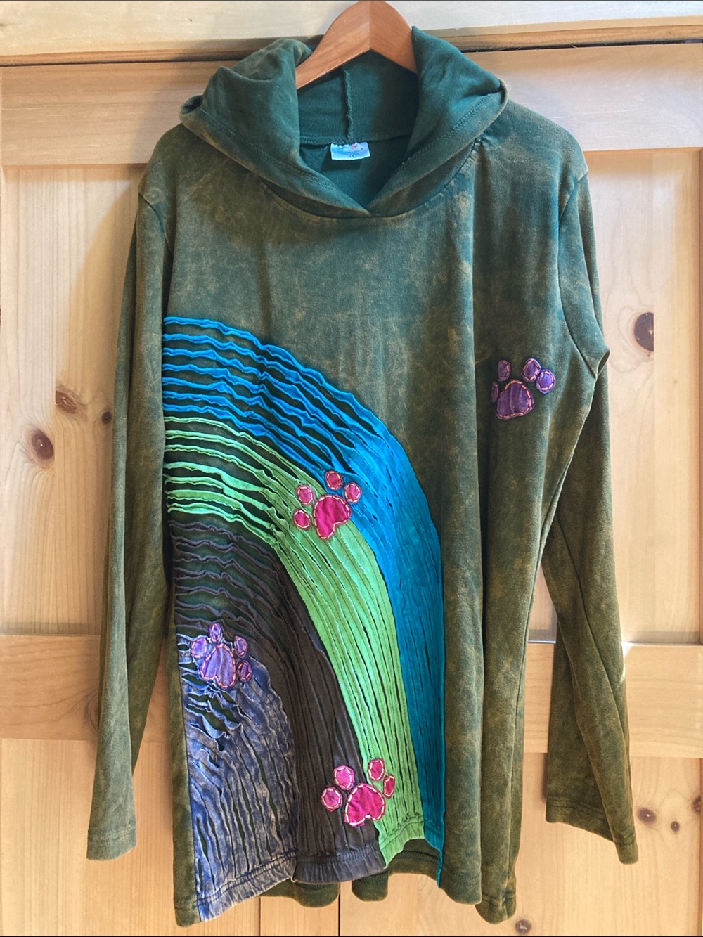 Greater Good Network Hooded Ling Sleeve Top Paw Prints